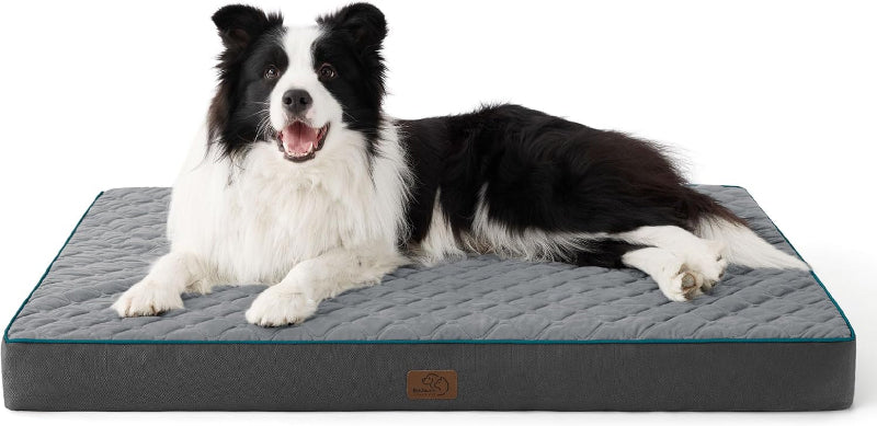 Orthopedic Dog Bed Large Sized Dog - Memory Foam Pet Mattress with Removable Washable Cover and Egg Crate Foam, Thick Flat Suitable for Pet up to 65 Lbs, 36X27X3.5 Inches, Grey