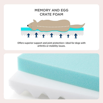Orthopedic Dog Bed Large Sized Dog - Memory Foam Pet Mattress with Removable Washable Cover and Egg Crate Foam, Thick Flat Suitable for Pet up to 65 Lbs, 36X27X3.5 Inches, Grey