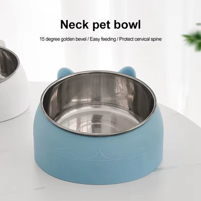 1Pc Stainless Steel Cat Lovely Creative Inclined Kitten Puppy Food Feeding Bowls Cats Drinking Feeder Pet Dogs Cats Feeder